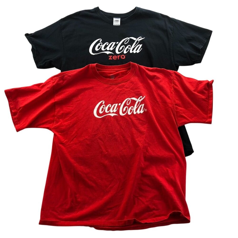 2 Coca-Cola T-Shirt Men's XL Lot Of Two Short Sleeve Classic Logo Graphic Tee